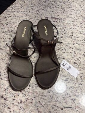 Express Black Minimal Strappy Ankle Buckle Sandals